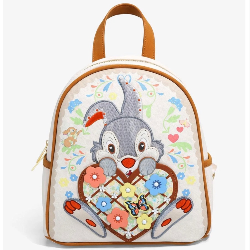 New Disney Danielle Nicole Thumper Mini Backpack Bambi Heart Rabbit Vegan Cream
